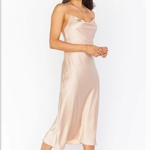Show Me Your MuMu Verona Cowl Dress in Champagne Luxe Satin
